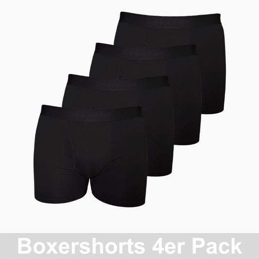 4er Pack UnderVibe Lange Boxershorts Schwarz