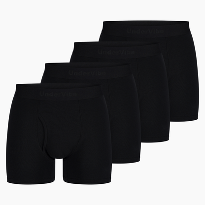 4er Pack UnderVibe Lange Retro Boxershorts Schwarz